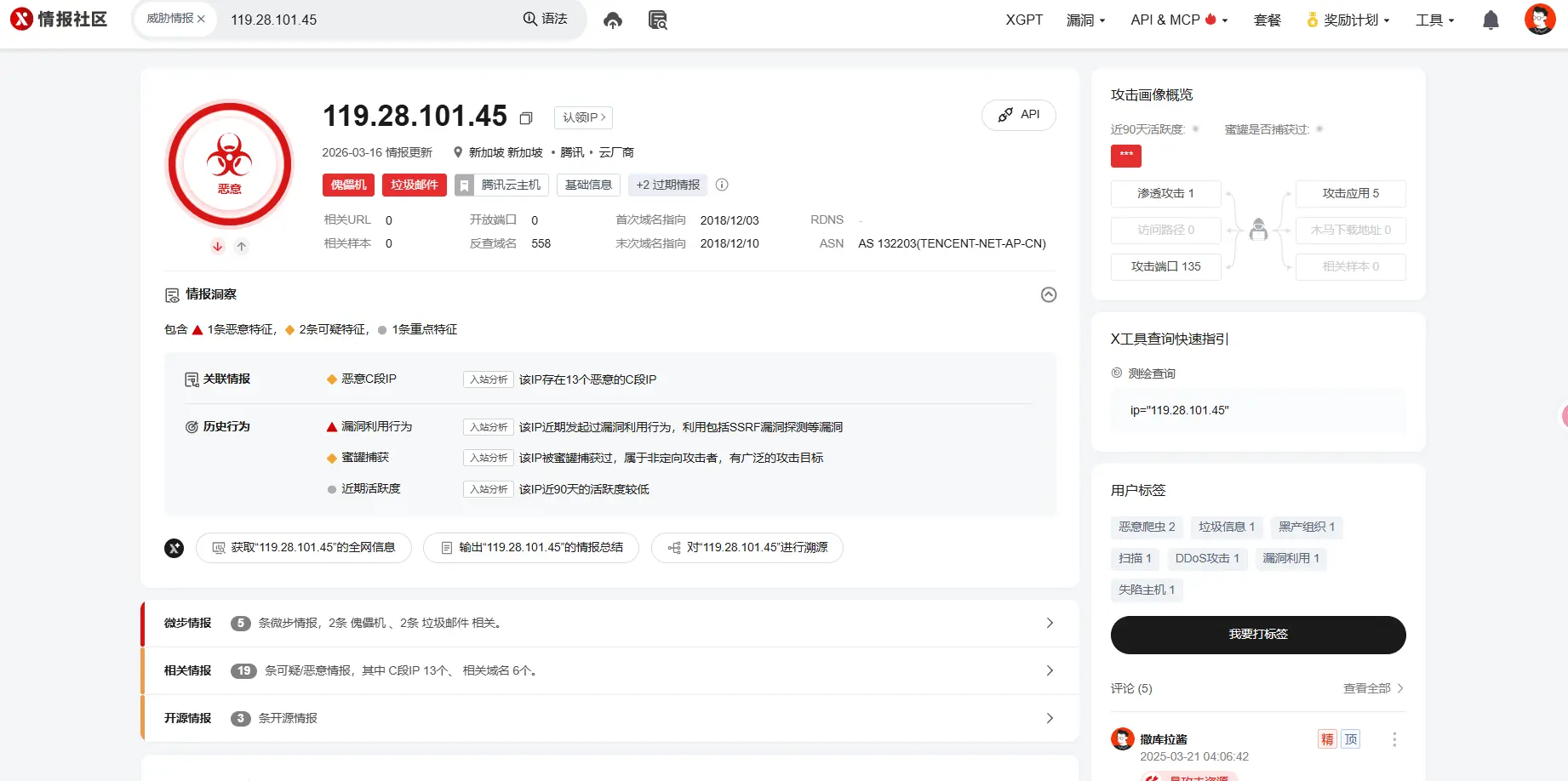 攻击 IP 情报截图